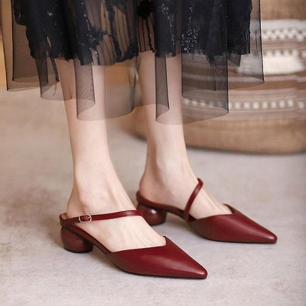 slippers summer style baotou half muller shoes fashion outer wear pure color simple pointed ladies slippers., Black
slippers summer style baotou half muller shoes fashion outer wear pure color simple pointed ladies slippers., Black