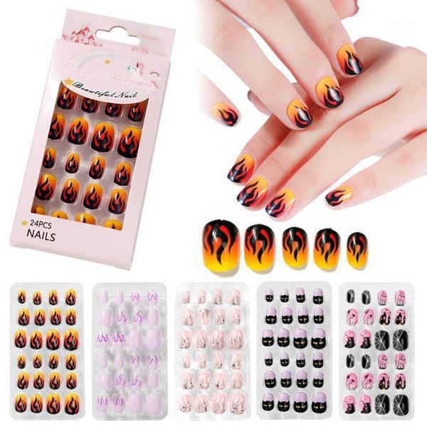 24pcs/set children halloween false nail tips full cover kid self fake art for girls diy manicure nails decorations1, Red;gold
24pcs/set children halloween false nail tips full cover kid self fake art for girls diy manicure nails decorations1, Red;gold
