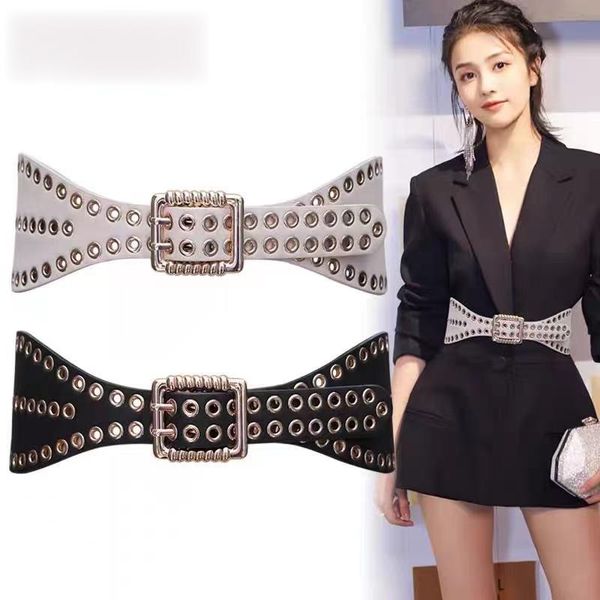 belts ladies fashion 3 rows rivet buckle elastic widih girdle becoration all-match dress suit trousers accessory waist waistband, Black;brown
belts ladies fashion 3 rows rivet buckle elastic widih girdle becoration all-match dress suit trousers accessory waist waistband, Black;brown