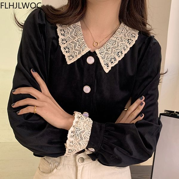 women's knits & tees korea design chic blouses women fashion patchwork hollow out white lace single breasted button black shi
women's knits & tees korea design chic blouses women fashion patchwork hollow out white lace single breasted button black shi