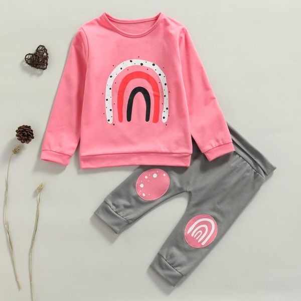 clothing sets toddler girls 2pcs fall outfits, casual long sleeve rainbow print pullover and pants set spring autumn, White
clothing sets toddler girls 2pcs fall outfits, casual long sleeve rainbow print pullover and pants set spring autumn, White