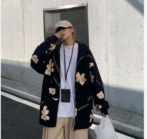 men's hoodies & sweatshirts cardigan sweater men autumn and winter brand hip-hop loose casual bear hooded jacket trend student sports s, Black
men's hoodies & sweatshirts cardigan sweater men autumn and winter brand hip-hop loose casual bear hooded jacket trend student sports s, Black