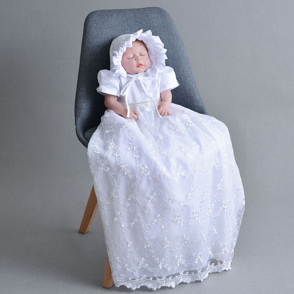 Baby Girl White Baptism Dress Bebe Boutique Lace Embroidery Lengthen Christening Gown with Hat Outfits Dress for Infant Newborn
Baby Girl White Baptism Dress Bebe Boutique Lace Embroidery Lengthen Christening Gown with Hat Outfits Dress for Infant Newborn