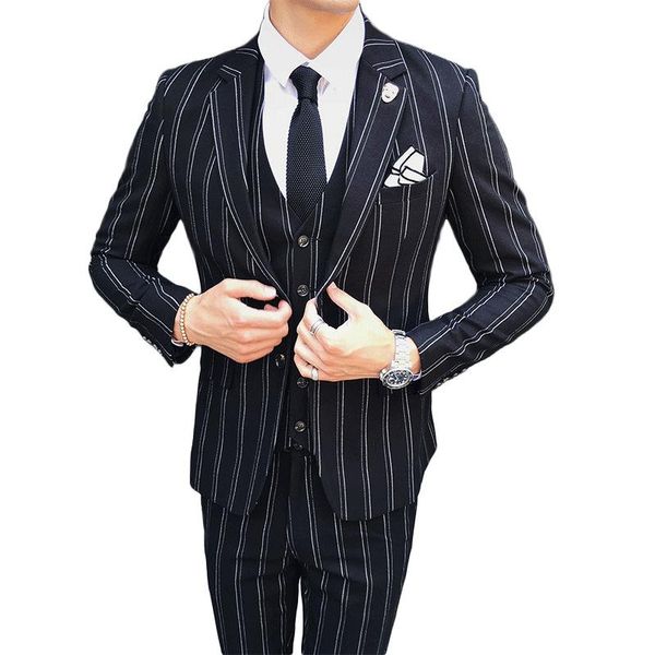 men's suits & blazers 3-piece striped business slim jacket wedding tuxedo party suit blazer + pants vest, White;black
men's suits & blazers 3-piece striped business slim jacket wedding tuxedo party suit blazer + pants vest, White;black