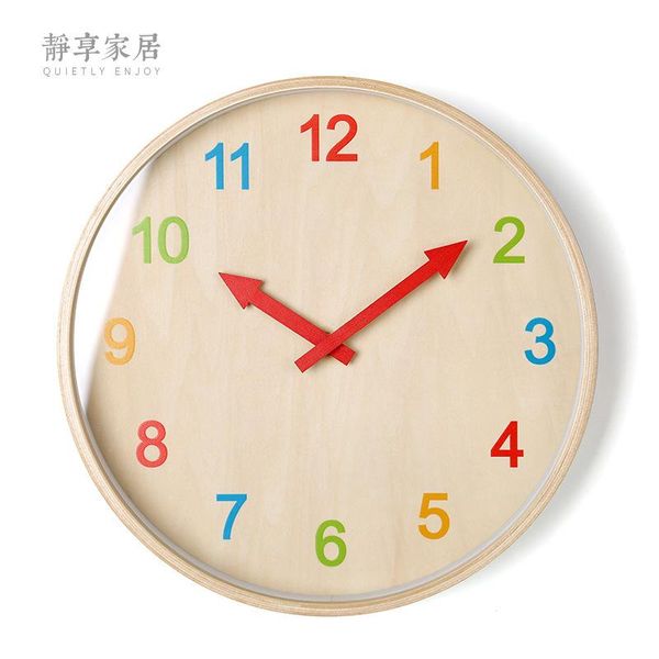 wall clocks creative solid wood clock morden silent wooden needle shabby chic kitchen watch home decor horloge gift fz745