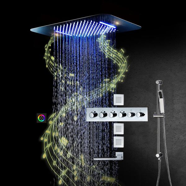 bluetooth music smart showerheads rain shower panel led systems black chrome faucets set rectangle bathroom sets
bluetooth music smart showerheads rain shower panel led systems black chrome faucets set rectangle bathroom sets