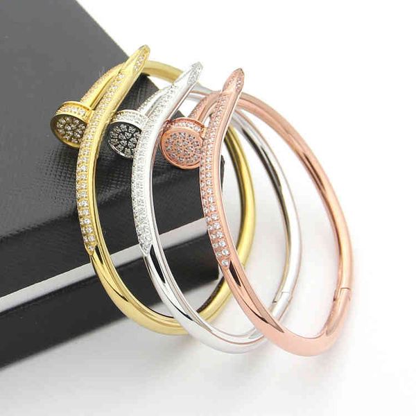 jewelry ring full diamond women's bracelet 18k rose gold nail head bracelet sky star, White