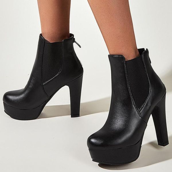 boots ladies ankle winter high heels women black pu leather round toe zipper female boot platform shoes
boots ladies ankle winter high heels women black pu leather round toe zipper female boot platform shoes