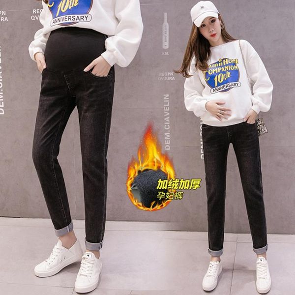 pregnant women plus velvet jeans winter fashion wild daddy pants thick loose casual warm tide mom maternity bottoms, White
pregnant women plus velvet jeans winter fashion wild daddy pants thick loose casual warm tide mom maternity bottoms, White
