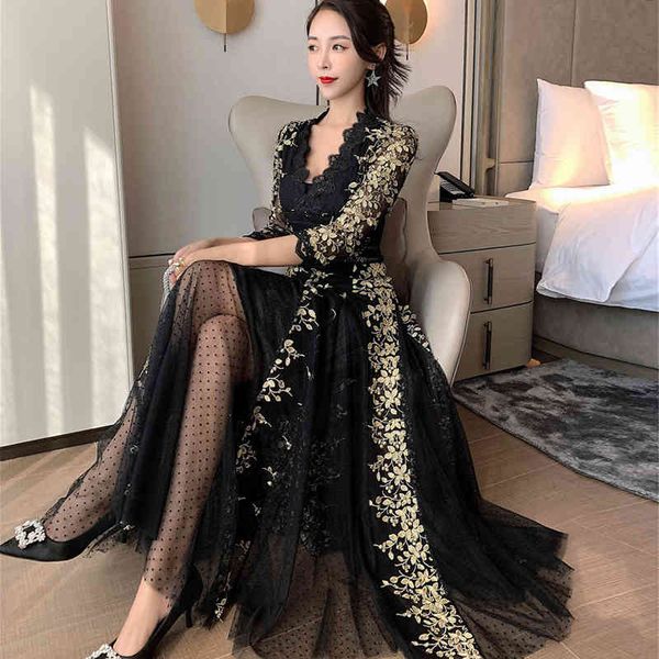 spring v-neck three quarter sleeve mesh embroidery polka-dot elegant slim draped party long dress 210416, Black;gray
spring v-neck three quarter sleeve mesh embroidery polka-dot elegant slim draped party long dress 210416, Black;gray