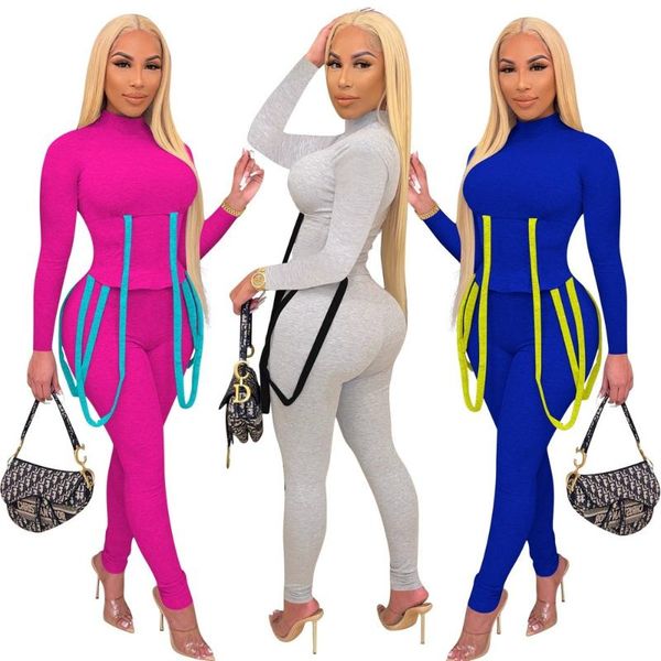 women's two piece pants autumn turtleneck tracksuit 2 pieces sets women long sleeve with strings + skinny, White
women's two piece pants autumn turtleneck tracksuit 2 pieces sets women long sleeve with strings + skinny, White