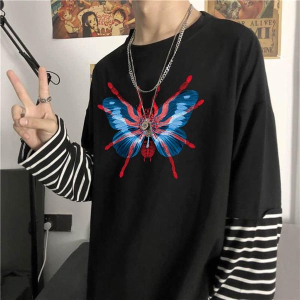 men's t-shirts 2021 funny explosion private blue butterfly long sleeve t shirts women autumn fashion streets oversized stripes, White;black
men's t-shirts 2021 funny explosion private blue butterfly long sleeve t shirts women autumn fashion streets oversized stripes, White;black