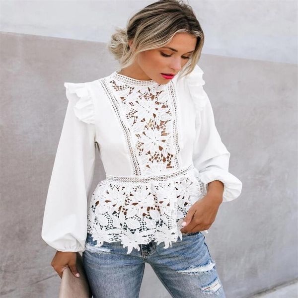 women's blouses & shirts est arrivals women lace hollow ruffles sleeve o-neck flowers white patchwork outfits
women's blouses & shirts est arrivals women lace hollow ruffles sleeve o-neck flowers white patchwork outfits