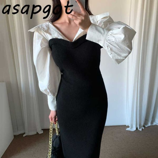 lapel black white patchwork fake two piece shirt dress women slim high waist lantern sleeve mermaid dress trumpet maxi vestido 210610, Black;gray
lapel black white patchwork fake two piece shirt dress women slim high waist lantern sleeve mermaid dress trumpet maxi vestido 210610, Black;gray