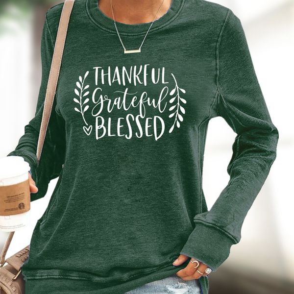 2021 autumn winter women's thanksgiving theme art letter printed casual sweater, Black
2021 autumn winter women's thanksgiving theme art letter printed casual sweater, Black