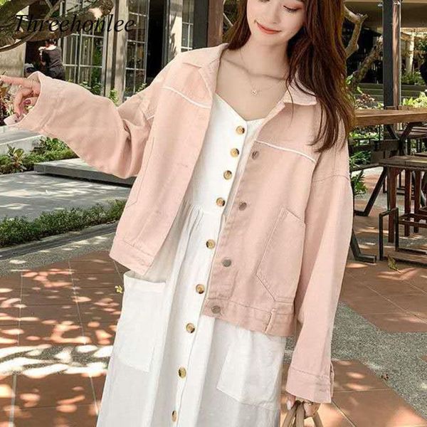 women's jackets autumn pink denim coat 2021 korean casual large loose long sleeve thin lady top, Black;brown
women's jackets autumn pink denim coat 2021 korean casual large loose long sleeve thin lady top, Black;brown