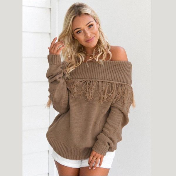 women's sweaters winter warm womens long sleeve off shoulder tassels knitted sweater stylish slash neck pullover loose, White;black
women's sweaters winter warm womens long sleeve off shoulder tassels knitted sweater stylish slash neck pullover loose, White;black