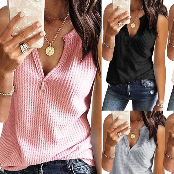 fashion v neck summer womens blouses sleeveless casual blusas mujer de moda waffle style, White
fashion v neck summer womens blouses sleeveless casual blusas mujer de moda waffle style, White