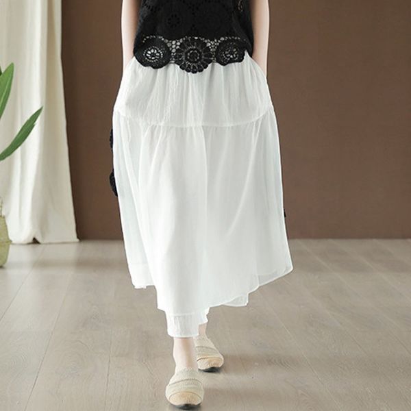 johnature summer solid color elastic waist patchwork double layer skirt loose casual fashion all-match women half skirt 210521, Black
johnature summer solid color elastic waist patchwork double layer skirt loose casual fashion all-match women half skirt 210521, Black