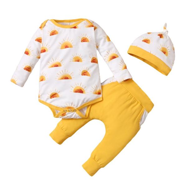 clothing sets 0-18m born baby boy girl long sleeve sun print cotton bodysuit pant trouser hat 3pcs set, White
clothing sets 0-18m born baby boy girl long sleeve sun print cotton bodysuit pant trouser hat 3pcs set, White