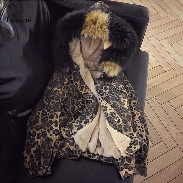 women's jackets winter fashion lambswool denim jacket women leopard warm parka thick big fur hooded jeans oversized loose coat, Black;brown
women's jackets winter fashion lambswool denim jacket women leopard warm parka thick big fur hooded jeans oversized loose coat, Black;brown