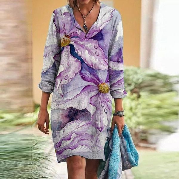 casual dresses 2021 summer elegant v-neck dress floral printed women three quarter sleeve loose lady beach vestido, Black;gray
casual dresses 2021 summer elegant v-neck dress floral printed women three quarter sleeve loose lady beach vestido, Black;gray