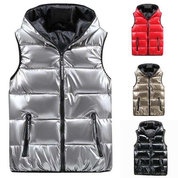 men's vests casual solid vest zipper pocket loose sleeveless jacket hooded coat reversible clothes color shiny cotton, Black;white
men's vests casual solid vest zipper pocket loose sleeveless jacket hooded coat reversible clothes color shiny cotton, Black;white