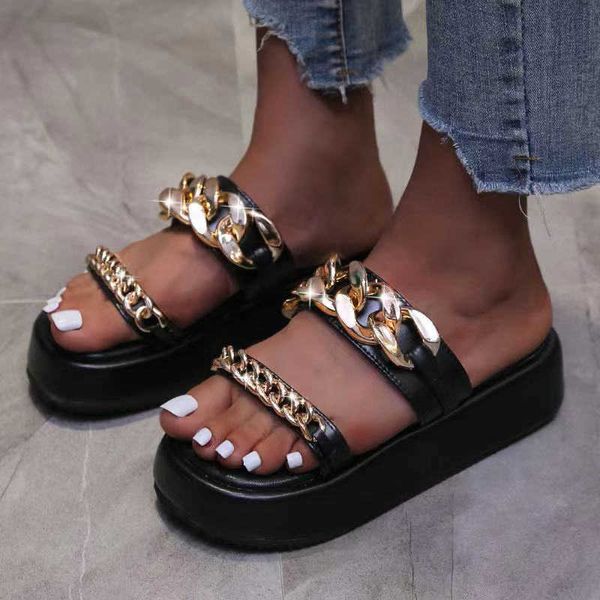 rimocy women vintage metal chain thick platform slippers summer plus size chunky beach slides woman casual non slip sandals 210528, Black
rimocy women vintage metal chain thick platform slippers summer plus size chunky beach slides woman casual non slip sandals 210528, Black