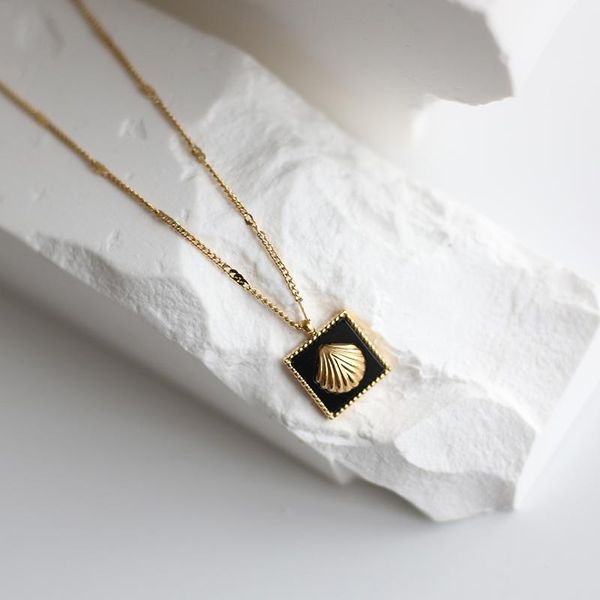 pendant necklaces vintage metal shell black square necklace for women stainless steel gold collar jewelry collares para mujer, Silver
pendant necklaces vintage metal shell black square necklace for women stainless steel gold collar jewelry collares para mujer, Silver