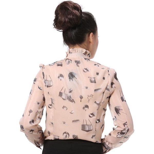 women's blouses & shirts ,print stand collar slim lacing full sleeve women, White
women's blouses & shirts ,print stand collar slim lacing full sleeve women, White