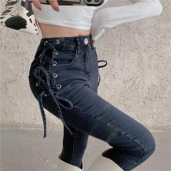 women's jeans icclek jxmyy product ins autumn and winter models personality fashion cross tie trousers stretch high waist skinny jean, Blue
women's jeans icclek jxmyy product ins autumn and winter models personality fashion cross tie trousers stretch high waist skinny jean, Blue