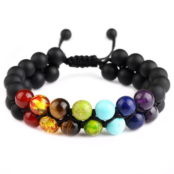 beaded strands lava rock 7 chakra bracelets double layer adjustable handmade braided rope colorful beaded for men women jewelry, Black
beaded strands lava rock 7 chakra bracelets double layer adjustable handmade braided rope colorful beaded for men women jewelry, Black