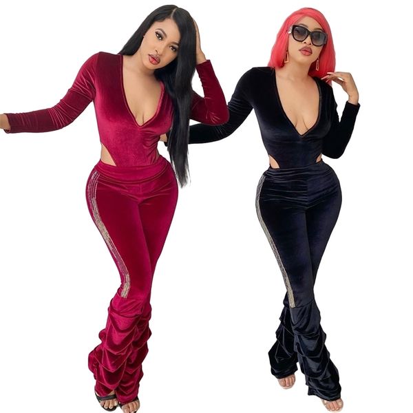 fall gold velour suit ladies deep v-neck long sleeve jumpsuits +sequins stacked pants ensemble femme 2 pieces dresy damskie 210604, White
fall gold velour suit ladies deep v-neck long sleeve jumpsuits +sequins stacked pants ensemble femme 2 pieces dresy damskie 210604, White