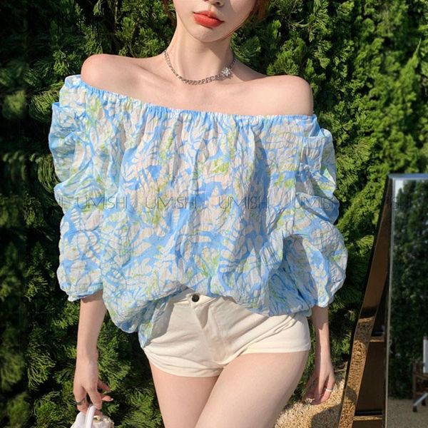 women's blouses & shirts blue printed floral bubble sleeve one shoulder halter women blouse vacation beach sunscreen shirt summer 2021, White
women's blouses & shirts blue printed floral bubble sleeve one shoulder halter women blouse vacation beach sunscreen shirt summer 2021, White