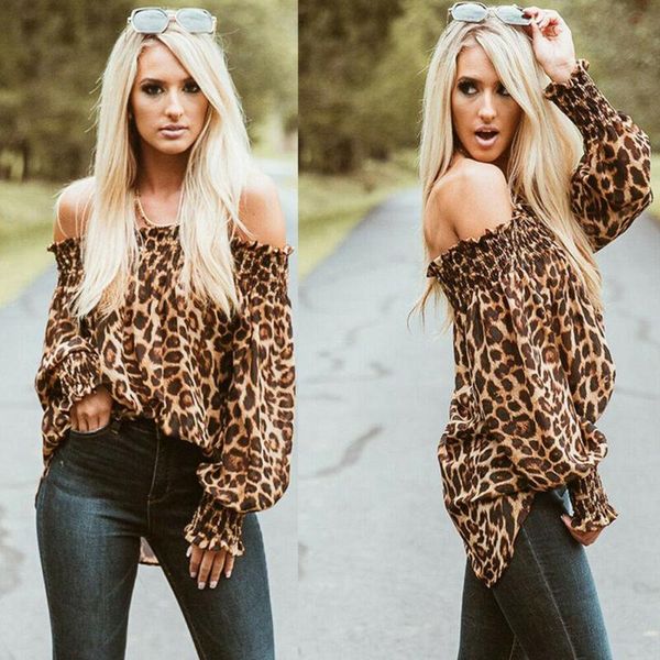 women's t-shirt women off shoulder long sleeve shirt casual leopard strapless loose plus size, White
women's t-shirt women off shoulder long sleeve shirt casual leopard strapless loose plus size, White