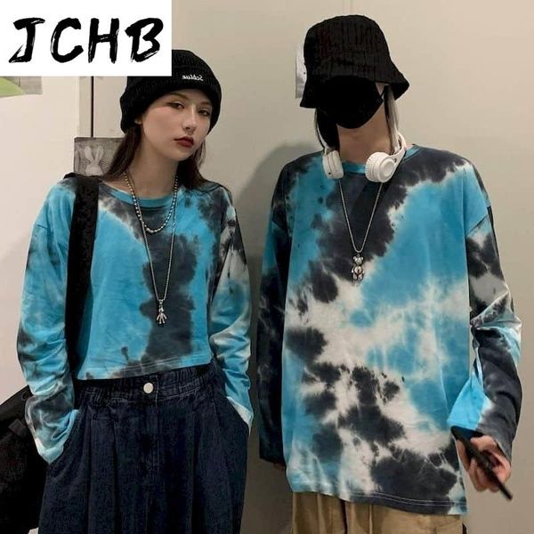 long-sleeved for men and women autumn korean version ins harajuku style couple trend loose wild round neck tie-dye women's t-shirt, White
long-sleeved for men and women autumn korean version ins harajuku style couple trend loose wild round neck tie-dye women's t-shirt, White