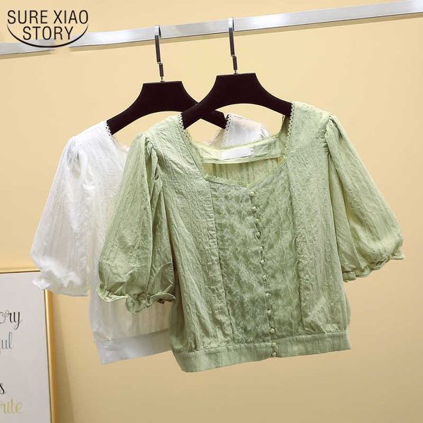 summer chiffon blouse wild solid square collar woman lantern sleeve short women's shirts cardigan 9880 210508, White
summer chiffon blouse wild solid square collar woman lantern sleeve short women's shirts cardigan 9880 210508, White
