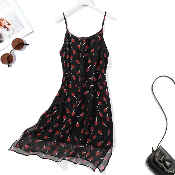 dress women's 100% mulberry silk 2-layers black floral side slit chemise long summer beach dress jn601, Black;gray
dress women's 100% mulberry silk 2-layers black floral side slit chemise long summer beach dress jn601, Black;gray