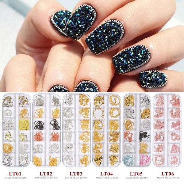 nail art decorations 12grids/pack multi-colored all various shapes chains decoration metal 3d studs alloy for manicure, Silver;gold
nail art decorations 12grids/pack multi-colored all various shapes chains decoration metal 3d studs alloy for manicure, Silver;gold
