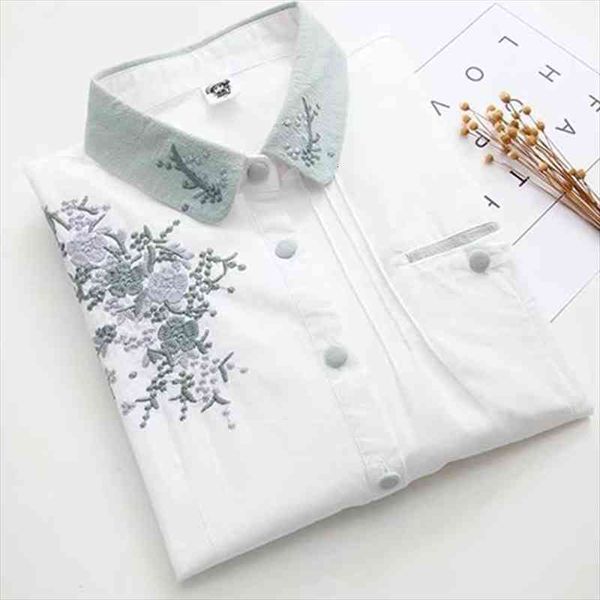spring autumn van leisure women shirt casual sweet floral embroidered loose turn down collar female mori girl blouses u115, White
spring autumn van leisure women shirt casual sweet floral embroidered loose turn down collar female mori girl blouses u115, White