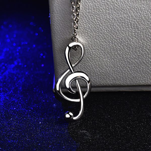 white copper necklace, plated platinum pendant, the rhythm note pendant of korean women's fashion love, Silver
white copper necklace, plated platinum pendant, the rhythm note pendant of korean women's fashion love, Silver