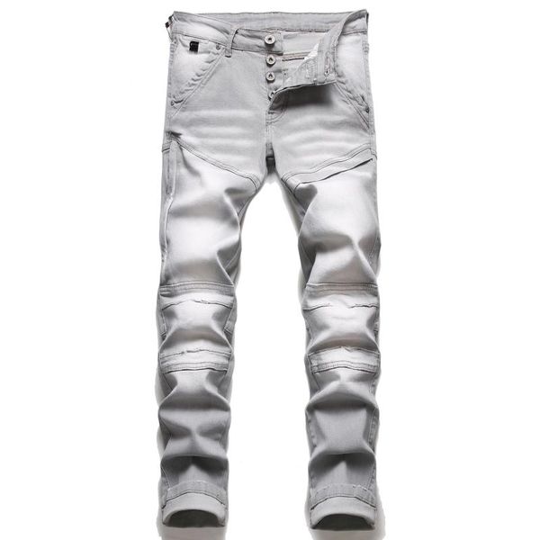 men's jeans motorcycle mens biker patchwork skinny stretch denim pants comfortable casual trousers streetwear, Blue
men's jeans motorcycle mens biker patchwork skinny stretch denim pants comfortable casual trousers streetwear, Blue
