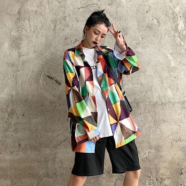 women's blouses & shirts harajuku geometric print blouse korean causal shirt summer long sleeve turn-down collar woman blusas women cc, White
women's blouses & shirts harajuku geometric print blouse korean causal shirt summer long sleeve turn-down collar woman blusas women cc, White