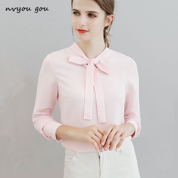 women's blouses & shirts nvyou gou elegant bow tie blouse long sleeve casual solid white blue pink chiffon shirt women clothes office w
women's blouses & shirts nvyou gou elegant bow tie blouse long sleeve casual solid white blue pink chiffon shirt women clothes office w