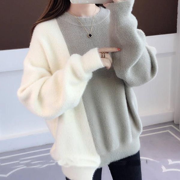 women's sweaters pullover women long sleeve fleece sweater autumn winter thick knitted loose, White;black
women's sweaters pullover women long sleeve fleece sweater autumn winter thick knitted loose, White;black