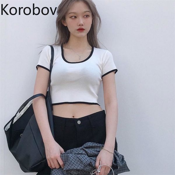 korobov korean chic retro pullover t shirt women o neck short sleeve short tees hollow out lumber white lady 210430
korobov korean chic retro pullover t shirt women o neck short sleeve short tees hollow out lumber white lady 210430