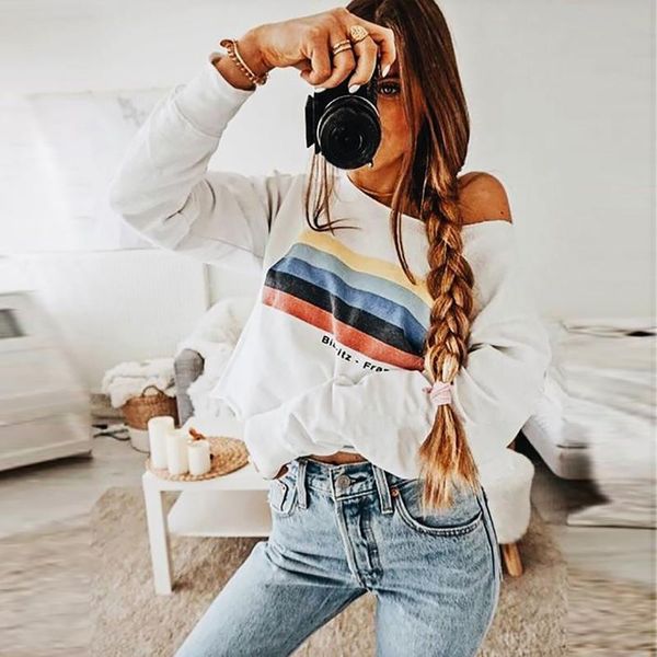 womens long sleeve rainbow stripes sweatshirt pullover letter blouse ladies hoodies striped korean style women's & sweatshirts, Black
womens long sleeve rainbow stripes sweatshirt pullover letter blouse ladies hoodies striped korean style women's & sweatshirts, Black