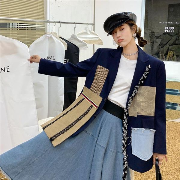 women's suits & blazers liscn original design 2021 autumn retro asymmetric patchwork collision color suit jacket blazer women xy263, White;black
women's suits & blazers liscn original design 2021 autumn retro asymmetric patchwork collision color suit jacket blazer women xy263, White;black