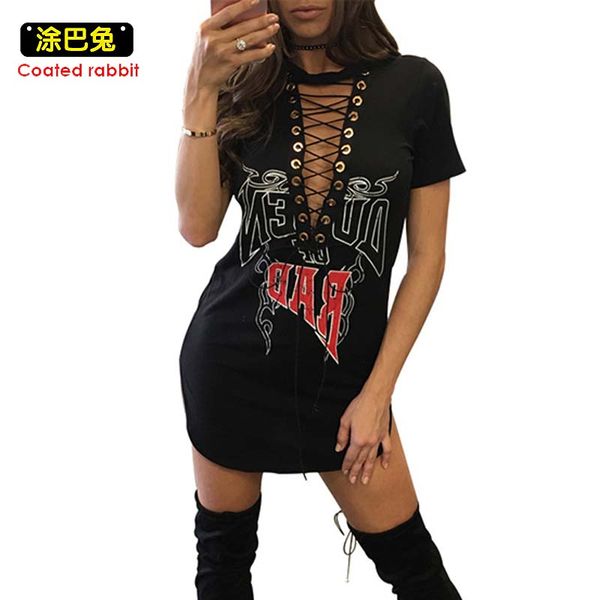 cr summer t shirt dress women choker v-neck lace up bandage bodycon party dress casual t-shirt dresses vestidos, Black;gray
cr summer t shirt dress women choker v-neck lace up bandage bodycon party dress casual t-shirt dresses vestidos, Black;gray