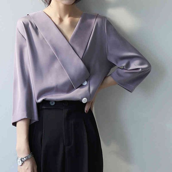 v-neck button chiffon shirt three quarter sleeves ladies women s blusas feminine loose women's 183i 210420, White
v-neck button chiffon shirt three quarter sleeves ladies women s blusas feminine loose women's 183i 210420, White